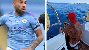 El jugador del Manchester City Nicolás Otamendi se muestra pescando en sus redes sociales