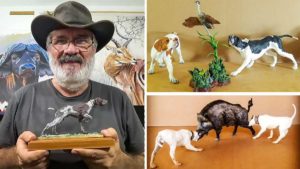 Las miniaturas de perros de caza de este artista cazador parecen estar a punto de ladrar