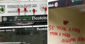 La sede de la Federación Galega de Caza en Lugo sufre un ataque animalista